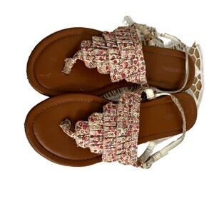 Xhilaration Sandals BOHO red pink flower print size 5.5 women shoes